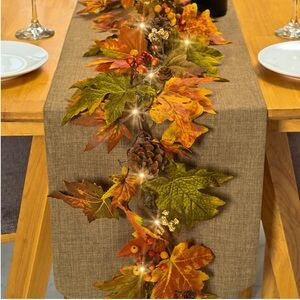 Autumn Maple Leaf Garland with Lights